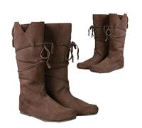 Botas de Cuero de PU - Tacón bajo Mid Tube Knights Boots - Botas de Cosplay Medieval renacentista para Fiesta de Carnaval Cosplay,Marrón,39