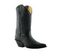 Botas De Cuero Negras Buffalo Para Hombre, Botas Cowboy Western Slip On