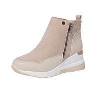 Botas de Cuero Negro Soled Fashion Women's Wedges Women's Boots Botas para Invierno, Rosa, 42 EU