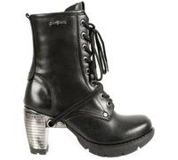 Botas De Cuero Para Dama New Rock TR001-S1 Negras Góticas Punk Rock Con Cordones