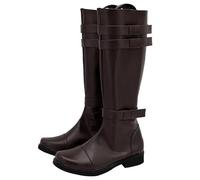 Botas de cuero para hombre, de cabeza redonda, tacón bajo, talla grande, zapatos casuales europeos y americanos, botas de lluvia a media pantorrilla para mujer, talla 5, Brown, 38 2/3 EU