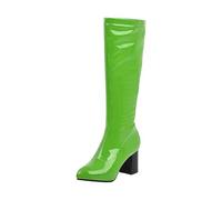 Botas de cuero para mujer 38 - Botas de invierno para mujer, de cuero negro, zapatos de invierno con tacón, botas ligeras, redondas, elegantes, botas de invierno cálidas, cómodas botas hasta la