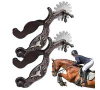Botas de espolón de equitación de metal, accesorios para botas de caballo, engranaje manual duradero estilo occidental, juego de espolones de talón ajustables para jinetes | Saltar a caballo de campo