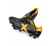 Botas de fútbol Munich negras con X dorada y cuello amarillo · Talla 40