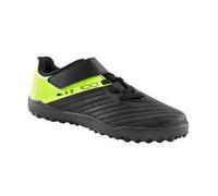 BOTAS DE FÚTBOL NIÑO CON TIRA ADHERENTE 100 EASY TURF TF NEGRO Y AMARILLO 31