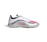 adidas F50 Messi League Turf Football Boots Kids, Botas de fútbol Unisex niños, Cloud White/Lucid Red/Silver Metallic, 35 EU