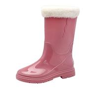 Botas de goma de media altura para mujer, forradas, cálidas, impermeables, antideslizantes, de plástico, modernas, perfectas y cómodas, forradas, impermeables, botas impermeables, Rosa., 37 EU