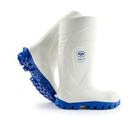 Botas de Goma de Seguridad de Calidad con Puntera de Acero desarrolladas para la Industria alimentaria, de fácil Limpieza y desinfección, Incl. Plantilla para pies Secos, Blanco, EU 44