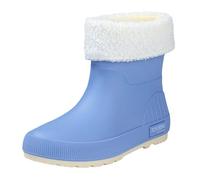 Botas de goma descalzas para mujer, caña ancha con puntera de acero, antideslizantes, extraanchas, botas de lluvia para exteriores, verano, chanclas de media altura en el tobillo, azul, 40 EU