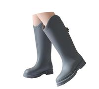 Botas de goma ligeras para mujer, planas, antideslizantes, cómodas, con tacón, botines antideslizantes, botas de trabajo al aire libre, transpirables, botas de lluvia altas, gris, 38 EU