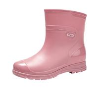 Botas de goma para hombre, botas cortas de verano, impermeables, antideslizantes, ligeras, monocolor, suela gruesa, cómodas, botas de lluvia para exteriores, barro, jardín, 35-39 eus, Rosa intenso