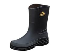Botas de goma para hombre, botas de lluvia de media altura, impermeables, ligeras, botas de jardín, cómodas, antideslizantes, adecuadas para días lluviosos, suelo antideslizante, Negro , 44 EU