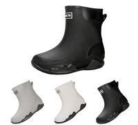 Botas de goma para hombre y mujer, de media altura, básicas, impermeables, transpirables, antideslizantes, modernas, botas de pesca negras para navegación, camping, vela y actividades al aire libre