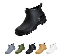 Botas de goma para hombre y mujer, impermeables, antideslizantes, suaves, de PVC, botas de lluvia de media altura, botines de jardín, botas de lluvia con suela antideslizante, botas de barro, Negro