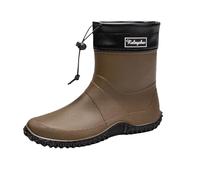 Botas de goma para hombres y mujeres, botas de lluvia cortas hasta el tobillo, de plástico, impermeables, antideslizantes, botas de jardín, cómodas botas de jardín para pescar, jardinería, marrón, 38