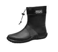 Botas de goma para hombres y mujeres, botas de lluvia cortas hasta el tobillo, de plástico, impermeables, antideslizantes, botas de jardín, cómodas botas de jardín para pescar, jardinería, Negro , 42