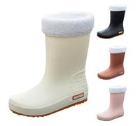 Botas de goma para mujer, altas e impermeables, botas de lluvia para mujer, coloridas, ligeras, elegantes, zapatos de jardín, cómodos, forradas, botas de lluvia cálidas, Rosa., 38 EU