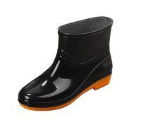 Botas de goma para mujer, botas de lluvia cortas, impermeables, zapatos de verano, elegantes, botines de equitación, botas de lluvia forradas con tacón, zapatos de equitación, zapatos de establo