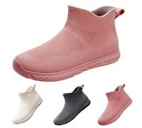 Botas de goma para mujer, cortas, impermeables, ligeras, para lluvia, para jardín, pesca, exteriores, monocolor, planas, para barco, pesca, jardín, pesca, Rosa., 36 EU