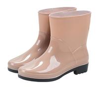 Botas de goma para mujer, de media altura, resistentes, impermeables, pies anchos, suela suave, monocolor, elásticos, resistentes al viento, para jardín, antideslizantes, para lluvia, caqui, 35 EU