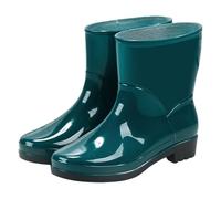 Botas de goma para mujer, de media altura, resistentes, impermeables, pies anchos, suela suave, monocolor, elásticos, resistentes al viento, para jardín, antideslizantes, para lluvia, verde, 38 EU