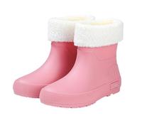 Botas de goma para mujer, forradas cortas, suela gruesa, botas de lluvia cálidas, 04 rosa., 39 EU Estrecho