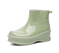 Botas de goma para mujer, impermeables, de caña corta, de caña baja, reforzadas, antideslizantes, de color sólido, para la lluvia, para la temporada de lluvias, material grueso, botas de lluvia, verde