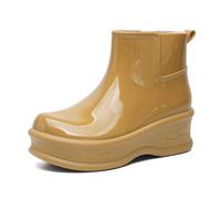 Botas de goma para mujer, impermeables, de caña corta, de caña baja, reforzadas, antideslizantes, de color sólido, para la lluvia, para la temporada de lluvias, material grueso, botas de lluvia