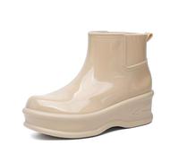 Botas de goma para mujer, impermeables, de caña corta, de caña baja, reforzadas, antideslizantes, de color sólido, para la lluvia, para la temporada de lluvias, material grueso, botas de lluvia, caqui