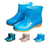 Botas de goma para mujer, medias altas, antideslizantes, con tacón, botas de lluvia de piel, impermeables para jardín, zapatos de lluvia ligeros, cómodos zapatos de goma, resistentes a la abrasión