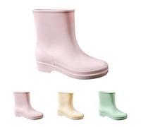 Botas de goma para mujer, medias altas, antideslizantes, ligeras, impermeables, con tacón en bloque, botas de lluvia ligeras, cómodas botas de pesca, para exteriores, Rosa., 39 EU
