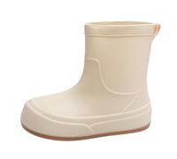 Botas de goma para mujer, medias altas, cómodas, con pies anchos, elásticas, botas de jardín, botines de goma, impermeables, zapatos cortos de goma, beige, 37 EU