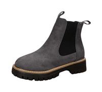 Botas de goma para mujer, medias altas, cortas Chelsea, botas de lluvia, botas de caña corta, botas de jardín, elegantes, cortas, gris, 37 EU