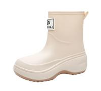 Botas de goma para mujer, medias altas, impermeables, planas, antideslizantes, para jardín, suelas suaves, para senderismo, planas, de seguridad, cómodas, resistentes, elásticas, beige, 39 EU