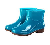 Botas de goma para mujer, medias altas, impermeables, resistentes a la abrasión, antideslizantes, zapatos de lluvia, cómodos, ligeros, impermeables, para días lluviosos, jardín, exteriores, azul