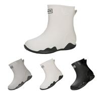 Botas de goma para mujer, medias altas, ligeras, planas, de lluvia, impermeables, par de zapatos de lluvia, con suela antideslizante, zapatos de jardín, zapatos de cocina modernos, elegantes zapatos