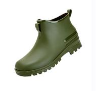 Botas de goma para mujer, para jardín, impermeables, antideslizantes, para exteriores, impermeables, de goma, monocolor, planas, para jardín, botas cortas, verde, 40 EU