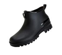 Botas de goma para mujer, para jardín, impermeables, antideslizantes, para exteriores, impermeables, de goma, monocolor, planas, para jardín, botas cortas, Negro , 44 EU