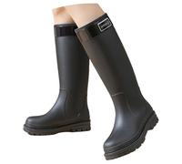 Botas de goma para mujer para lluvia elegantes a prueba de viento, zapatos antideslizantes ligeros botines de moda media altura jardinería zapatos color sólido botines de trabajo botas mujer invierno