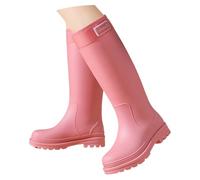 Botas de goma para mujer para lluvia elegantes a prueba de viento, zapatos antideslizantes ligeros botines de moda media altura jardinería zapatos color sólido botines de trabajo botas mujer invierno