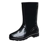 Botas de goma para mujer, resistentes al agua, medias altas, cálidas, antideslizantes, resistentes a la abrasión, suela gruesa, botas de pesca para exteriores, zapatos de jardín, Negro , 39 EU