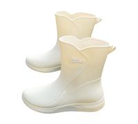 Botas de goma para mujer, semialta, impermeables, para exteriores, impermeables, elegantes, modernas, cómodas, transpirables, impermeables, cortas, de goma, Blanco, 40 EU