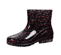 Botas de goma para mujer, zapatos de jardín de media altura, antideslizantes, zapatos de agua, ligeros, planos, para exteriores, de trabajo, de goma, botas de lluvia, Rosa intenso., 37 EU