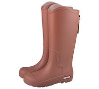 Botas de goma para mujer, zapatos de lluvia largos, botas altas para el día a día y días lluviosos, zapatos amarillos para mujer, 41, marrón, 39 EU