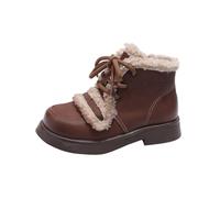 Botas de goma para niños, forradas, a prueba de planas, mantienen el calor, cómodas botas de nieve (marrón, 28 Toddler)