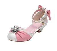 Botas de goma para niños, modernas, elegantes, con lazo, zapatos de tacón alto para niñas, ligeros, antideslizantes, con fondo suave, para fiestas de rendimiento, niños, niñas, mocasines, Rosa., 33 EU