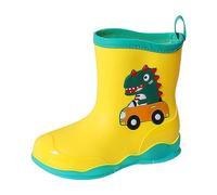 Botas de goma para niños, unisex, antideslizantes, botas de lluvia para niños, transpirables, ligeras, botas de goma para niñas, 33 cortas, botas de lluvia de media altura, impermeables, 2 amarillos