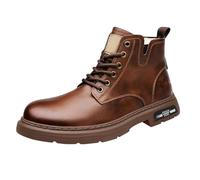 Botas de hombre de algodón con el mismo tacón de moda británica Lun, botas de trabajo casuales grandes yardas versión coreana de los cien zapatos de hombre, zapatos de neopreno para hombre surf, café