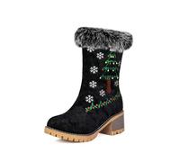 Botas de hombre de peluche cálido bota de Navidad a la moda con diseño elfo de Navidad y campana, botines de Navidad cómodos, de estilo escandinavo para Cosplay Christmas, Negro , 39 EU