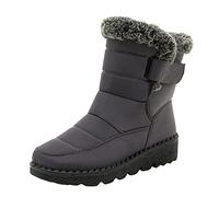 Botas de invierno a prueba de agua planas para mujer, cómodas, medias, botas de lluvia a cuadros, gris, 37.5 EU